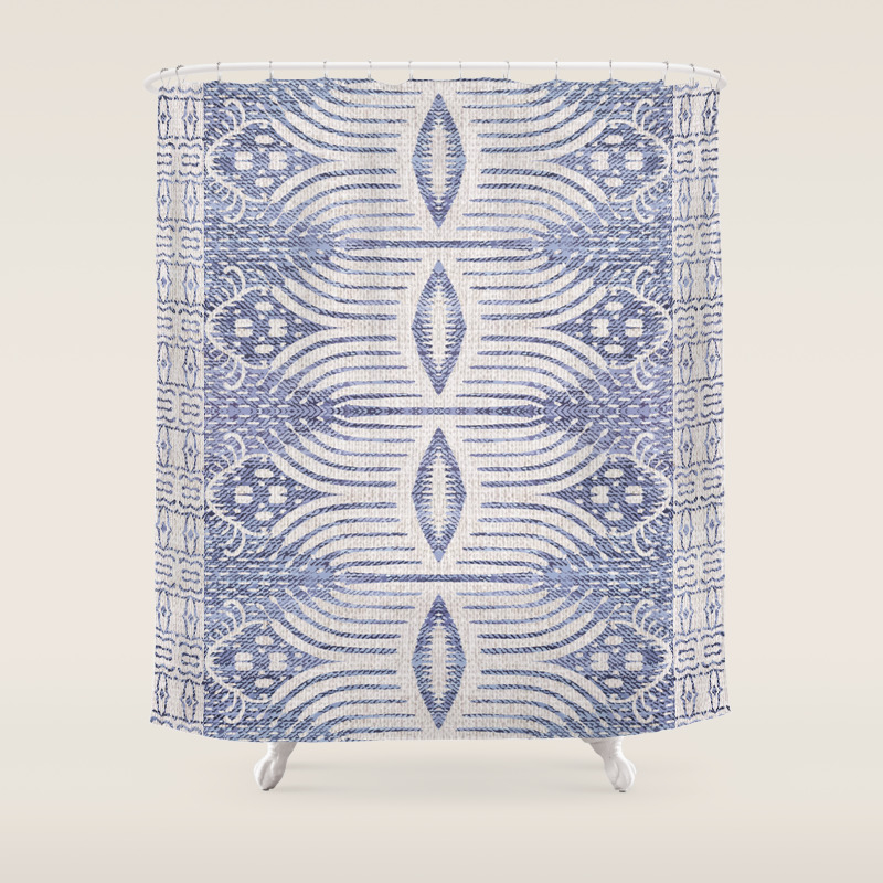 French Linen Tribal Ikat Shower Curtain By Hollizollinger Society6
