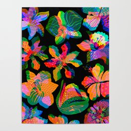 Trippy Tropical Flowers #1 Poster