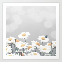 Daisies (Gray) Art Print