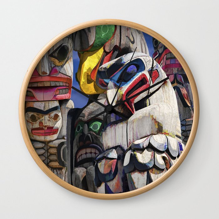 Totem Poles in the Pacific Northwest Wall Clock