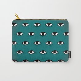 Black & White Eye Pattern on Teal Ombre Background Carry-All Pouch