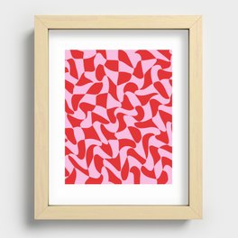Wavy Warped Red & Pink Checkerboard Recessed Framed Print