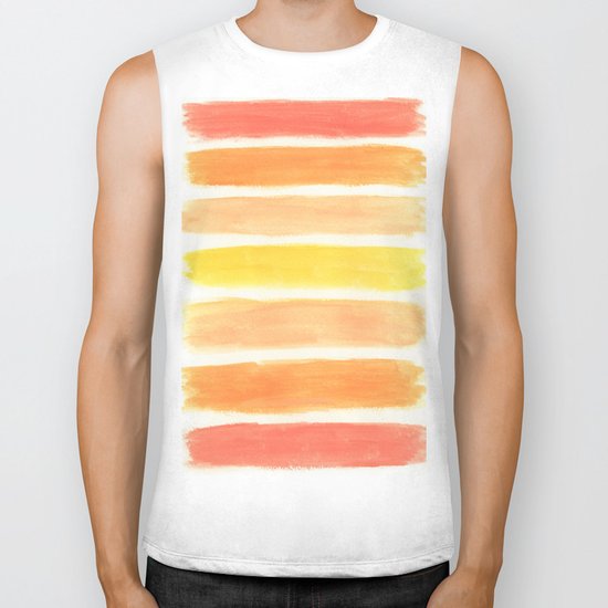 Orange Striped Abstract Biker Tank