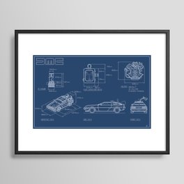 DMC DeLorean Blueprint Framed Art Print