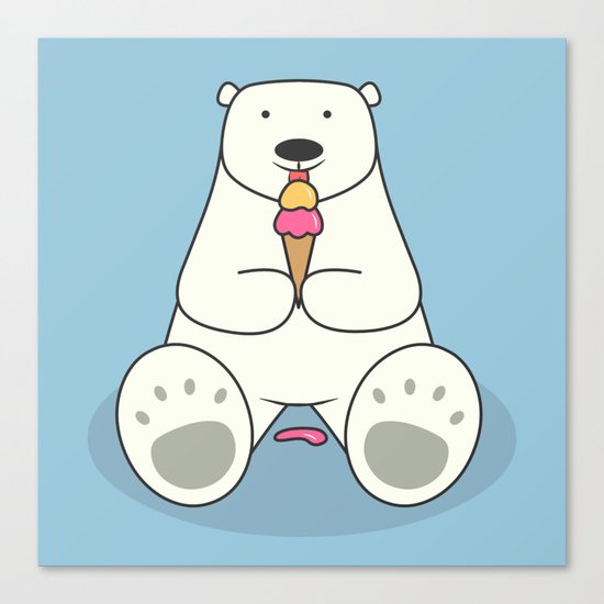 Ice Cream Lover Bear Canvas Print