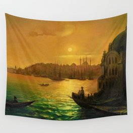 View of Constantinople by Moonlight by Ivan Aivazovsky Wall Tapestry