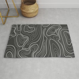 Deep Gray Solid Topographic Map Geometric Pattern Rug