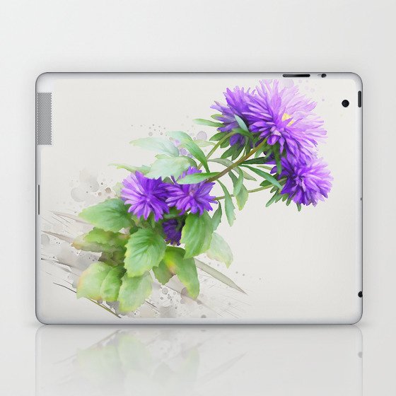 Purple Flowers, watercolors Laptop & iPad Skin