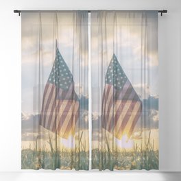 Sunset on 4th of July Sheer Curtain