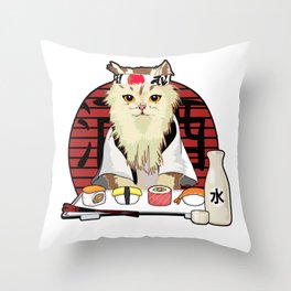 Sushi Cat Throw Pillow