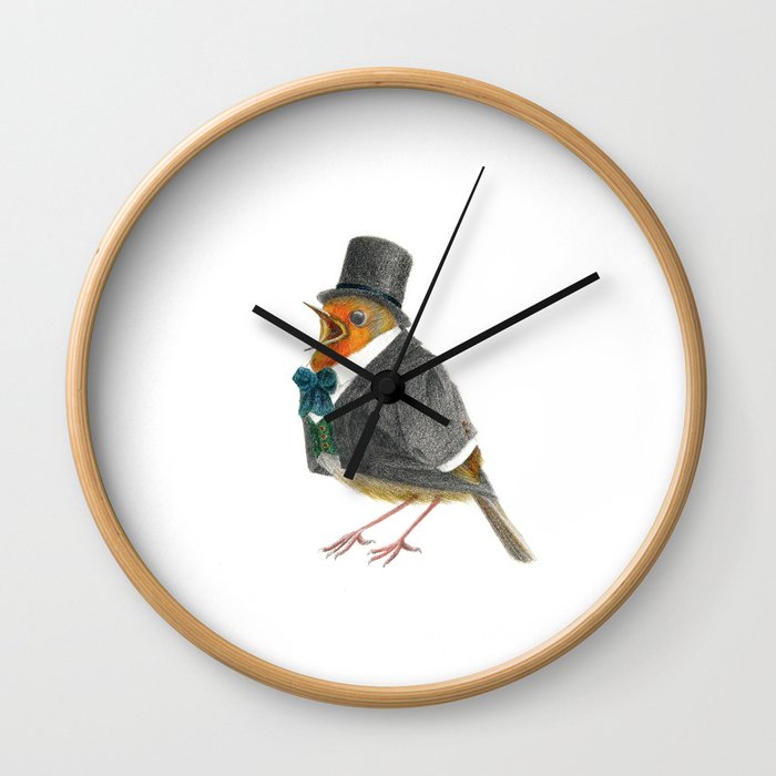 British Animal Portrait < Robin bird> Wall Clock