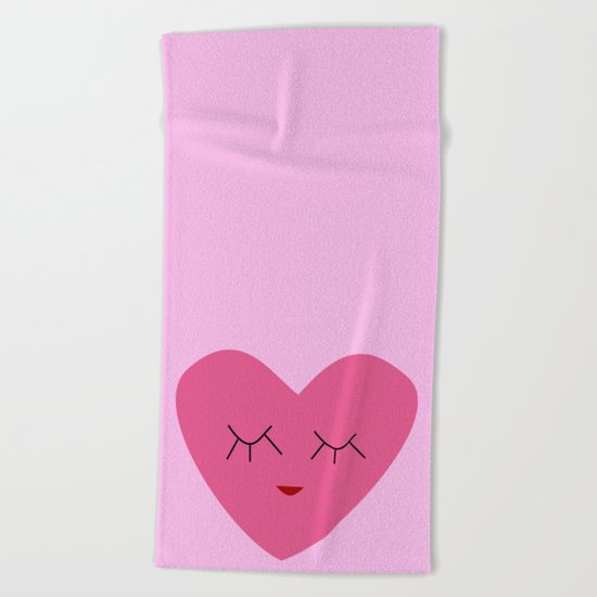 valentines heart pink Beach Towel