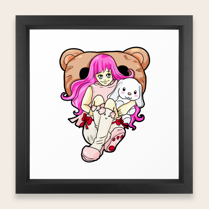 Happy Anime Girl Kawaii Little Brat Ageplay Ddlg Framed Art Print