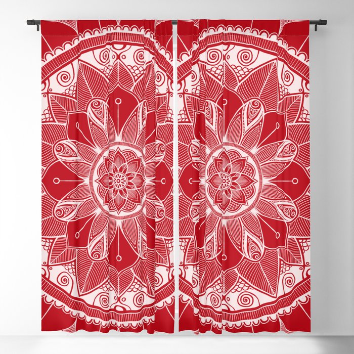 Holly Berry and White Mandala 4 Blackout Curtain