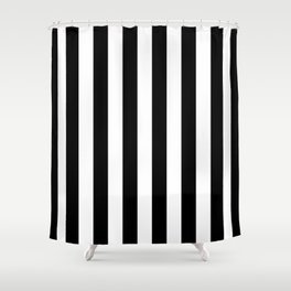 Parisian Black and White Stripes (vertical) Shower Curtain