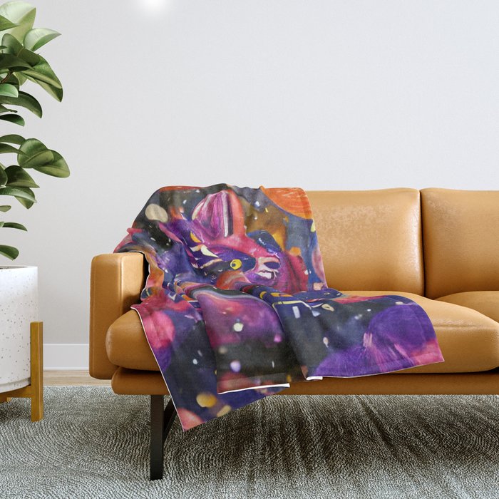 cat caught in star explosion Throw Blanket