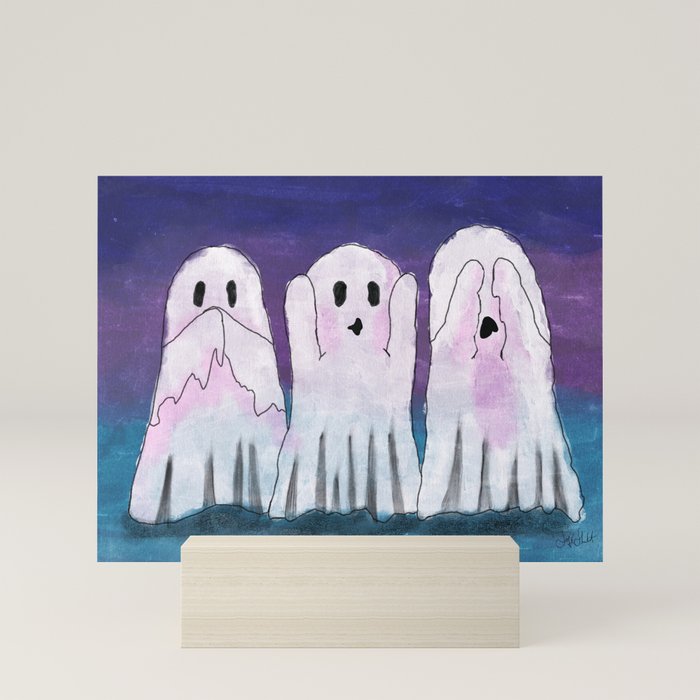 3 cute ghosts  Mini Art Print