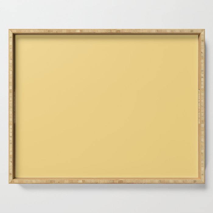 Now Popcorn yellow pastel solid color modern abstract illustration  Serving Tray