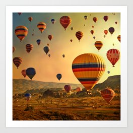 Hot Air Balloons at Sunrise in Cappadocia Art Print