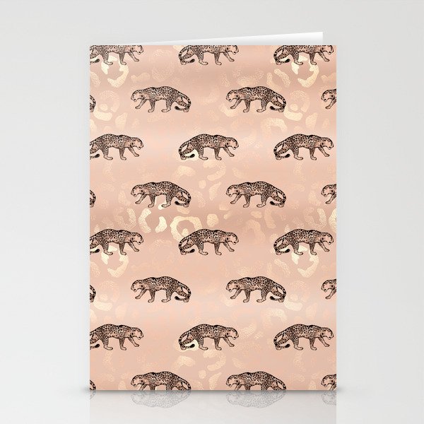 Rose Gold Glam Leopard Print 01 Stationery Cards