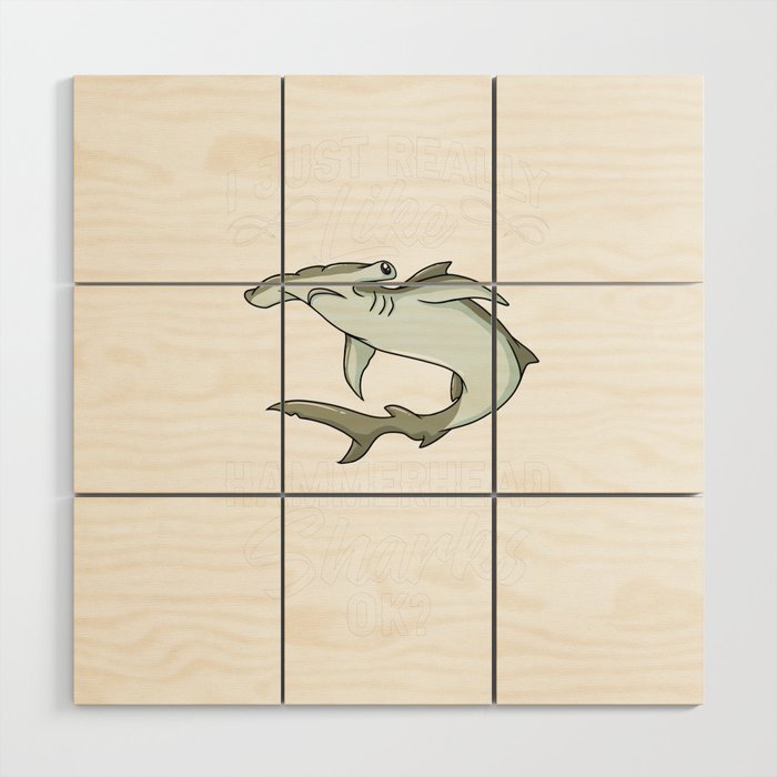 Hammerhead Shark Head Tooth Funny Wood Wall Art