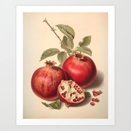 Pomegranate Botanical Vintage Illustration Art Print