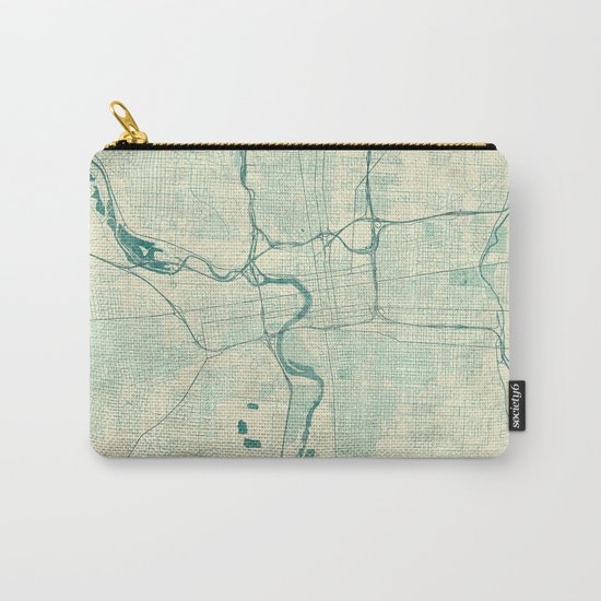 Columbus Map Blue Vintage Carry-All Pouch