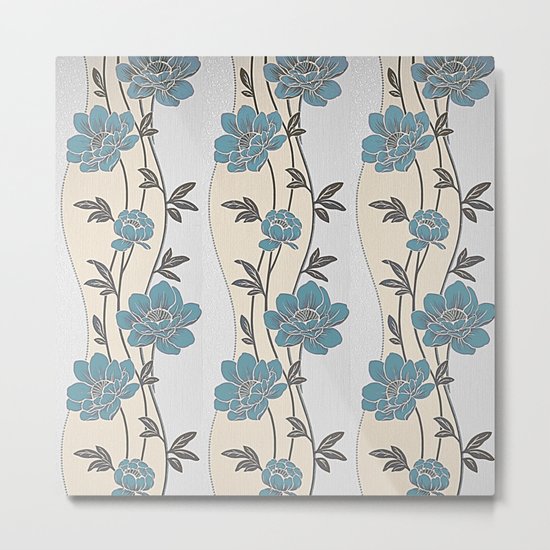Greenish Blue Flower Garland Metal Print