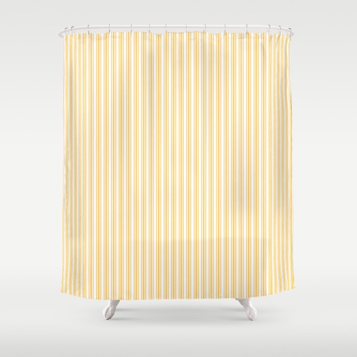 Classic Small Yellow Butter French Mattress Ticking Double Stripes Shower Curtain