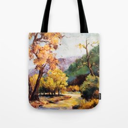 Fall Landscape Scene, Painting Tote Bag