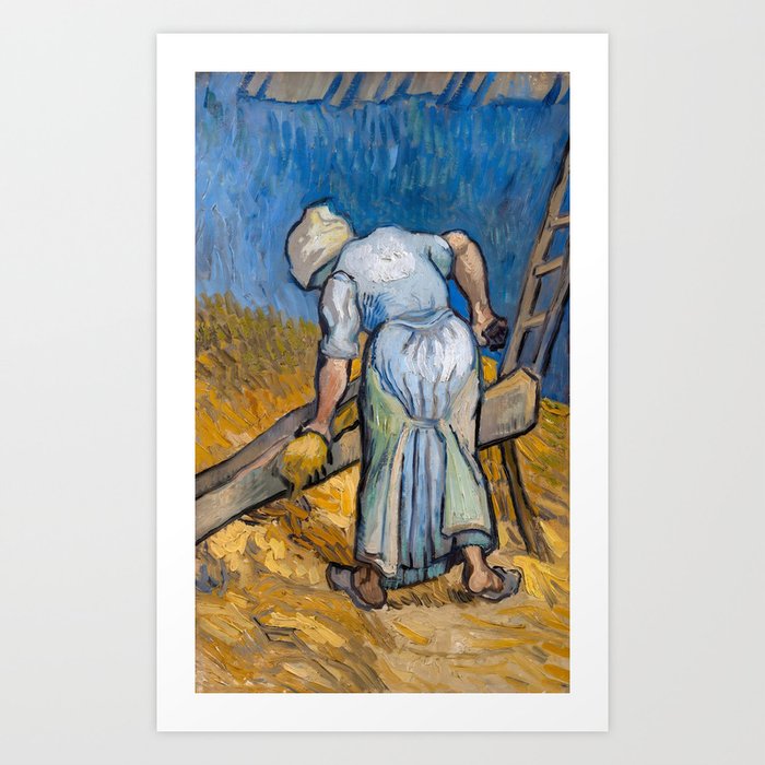 Van Gogh, Peasant Woman Bruising Flax (after Millet), 1889 Art Print