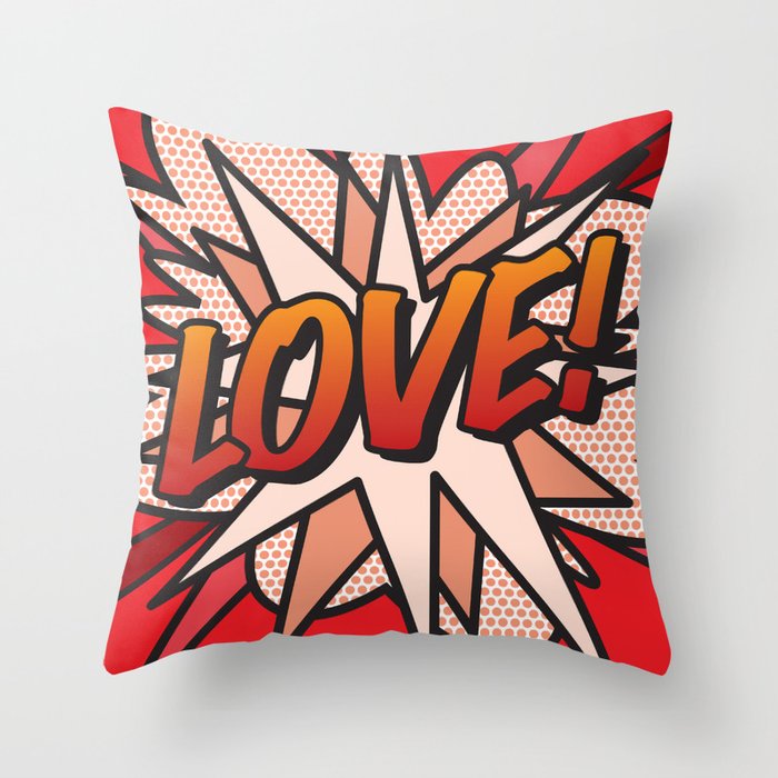 LOVE Comic Book Modern Pop Art  Throw Pillow