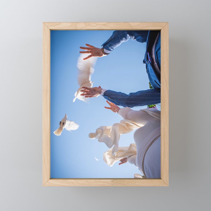 White Doves of Love - Wedding wall-art photography print Framed Mini Art Print