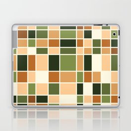 Mid Century Modern Abstract retro colored Grid pattern - Dark Brown and dark Green Laptop Skin