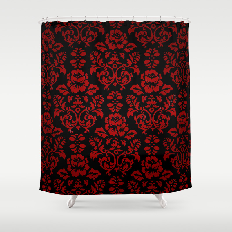 Red And Black Damask Shower Curtain By Coreyelmore Society6