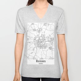 Rennes city map V Neck T Shirt