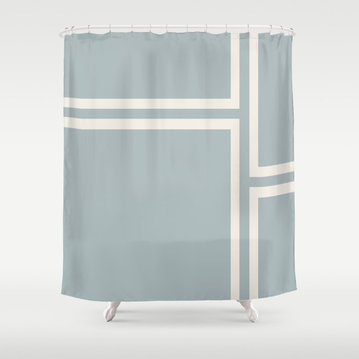 Soft Deco Minimalist Pattern in Light Blue-Gray and Cream Shower Curtain