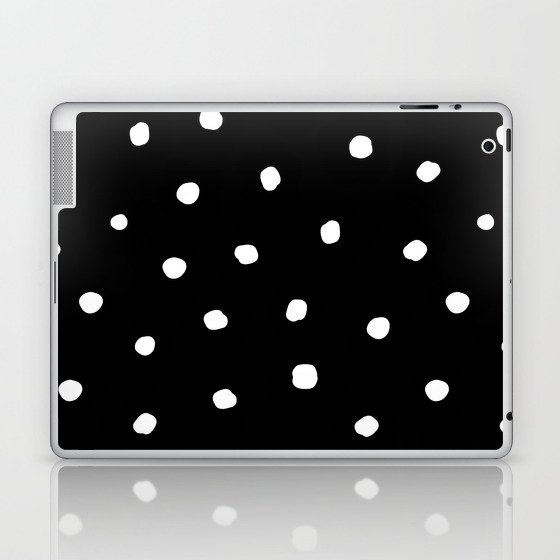 Minimal White Dots with Black Background Laptop & iPad Skin