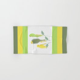 Fluffy Birds on Flower - Yellow and Green Hand & Bath Towel