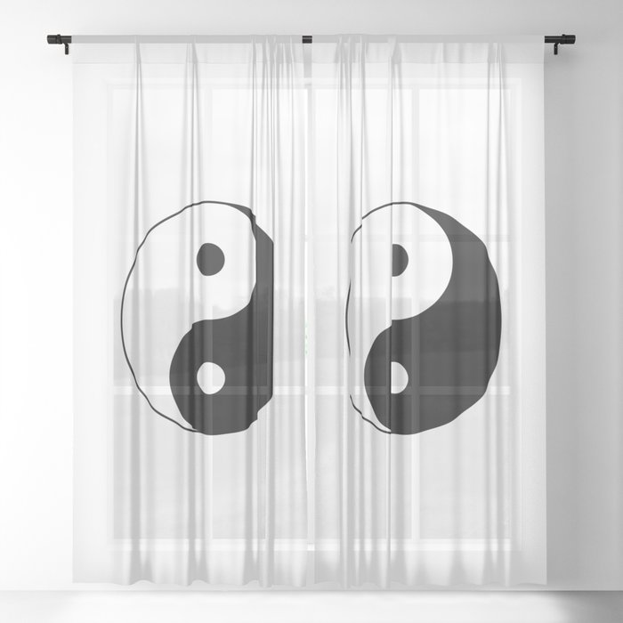 Black and White Yian Yang Sheer Curtain