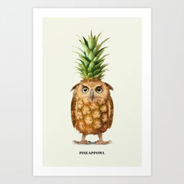Pineappowl Art Print | Tropical, Kids, Veggie, Mixedmedia, Modernart, Contemporaryart, Kitchen, Funny, Curated, Fruit 