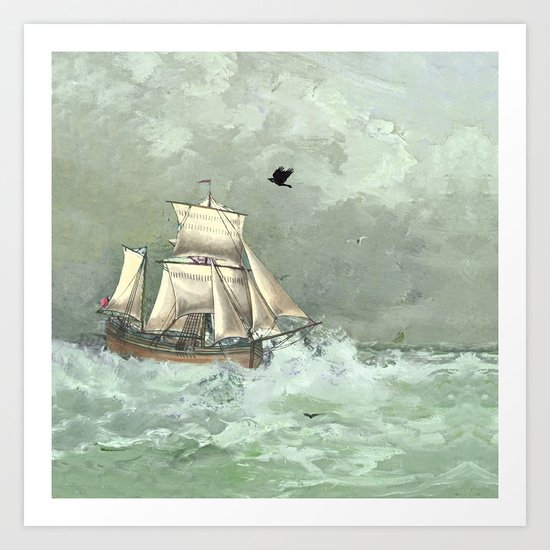 Breaking waves still Art Print