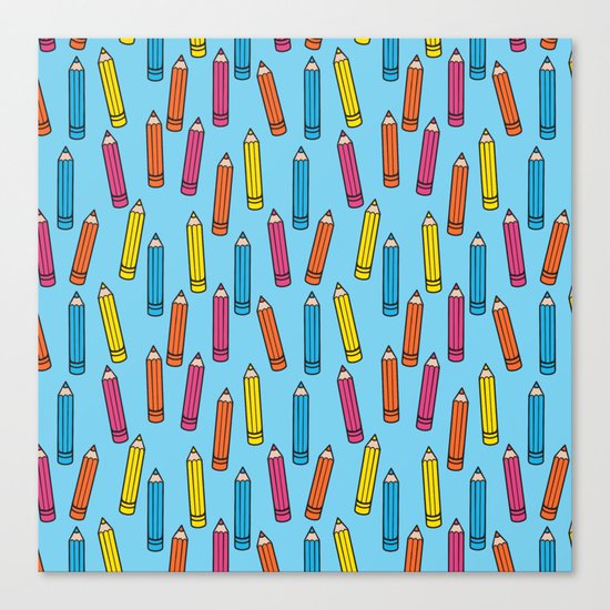 Pencil Party Blue Canvas Print