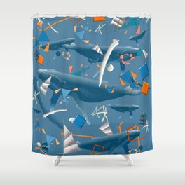 Whale sails sea ships Darwin Evolution Abstract art nature mathematics C&F_022 Shower Curtain