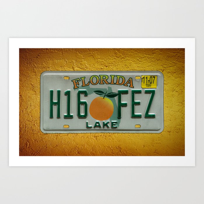 Lake County Florida License Plate Auto Tag Orange Car Art Print by