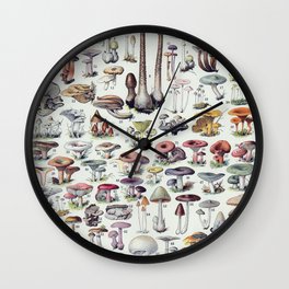 Vintage Mushrooms Poster 2 - Adolphe Millot Wall Clock