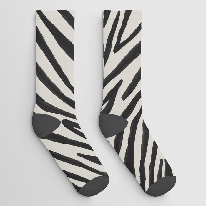 Ink Zebra Stripes Beige Socks