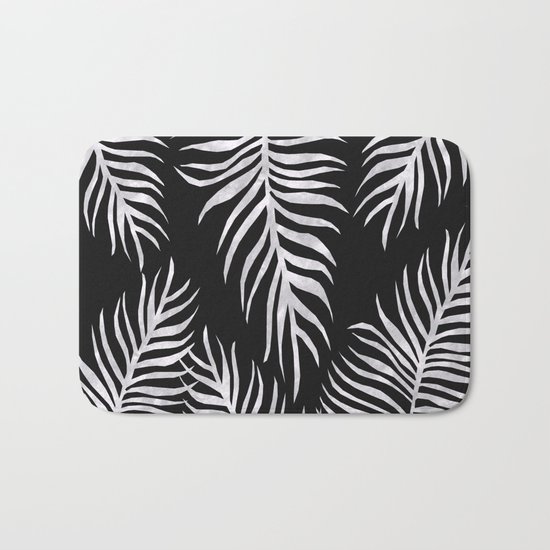 Fern Pattern Black And White Bath Mat