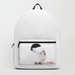 Cute Willow Tit sitting in the snow #decor #society6 #buyart Backpack