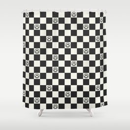 Smiley Face & Checkerboard  Shower Curtain